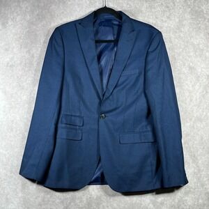 Moss London Blazer Sport Coat Mens Size 48R Navy Blue One-Button Skinny Fit